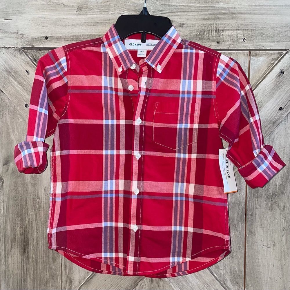 Old Navy Plaid Flex Button Down Shirt NWT
